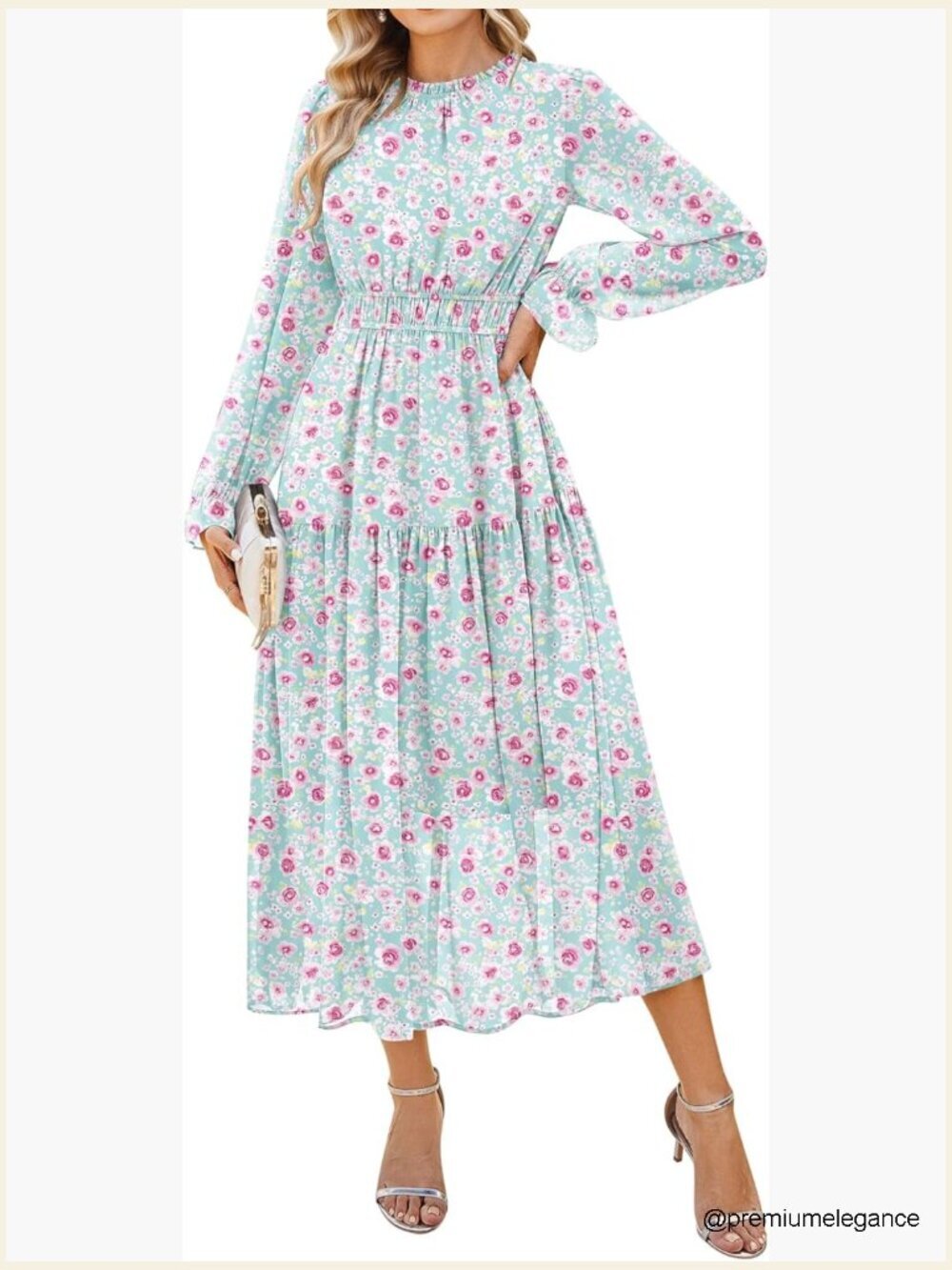 Long Sleeve Maxi Dress with Pockets Flowy Chiffon Wedding Guest